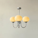 Modern Marshmallow Chandelier with Pink Glass Shades and Gold Finish Lighting