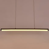 Modern Matt Black Linear LED Pendant Light 16 Inch Rectangular Adjustable Hanging Ceiling Fixture Warm White