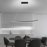 Modern Matte Black LED Arcing Linear Pendant Light for Kitchen Island and Dining Room Decor
