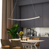 Modern Matte Black LED Arcing Linear Pendant Light for Kitchen Island and Dining Room Decor