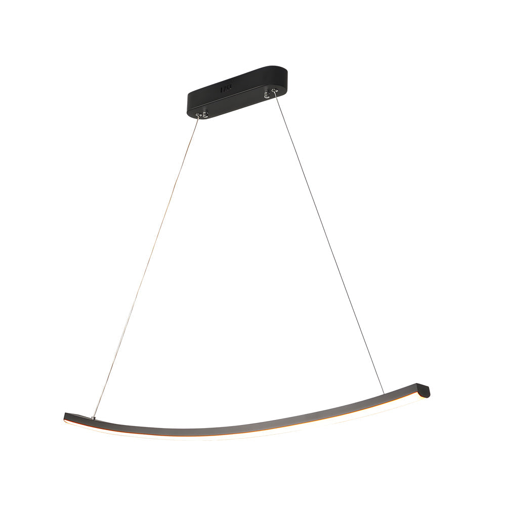 Modern Matte Black LED Arcing Linear Pendant Light for Kitchen Island and Dining Room Decor
