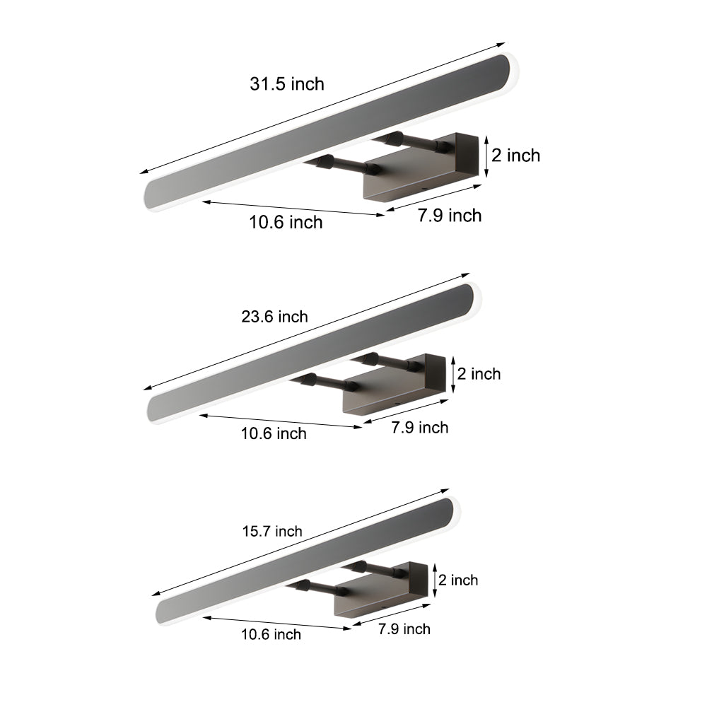 Modern Matte Black LED Bathroom Vanity Light with 3 Step Color Temperature Dimming