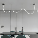 Modern Matte Black LED Silicone Rope Pendant Light 3 Step Color Temperature Dimmable Chandelier