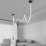 Modern Matte Black LED Silicone Rope Pendant Light 3 Step Color Temperature Dimmable Chandelier