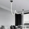 Modern Matte Black LED Silicone Rope Pendant Light 3 Step Color Temperature Dimmable Chandelier
