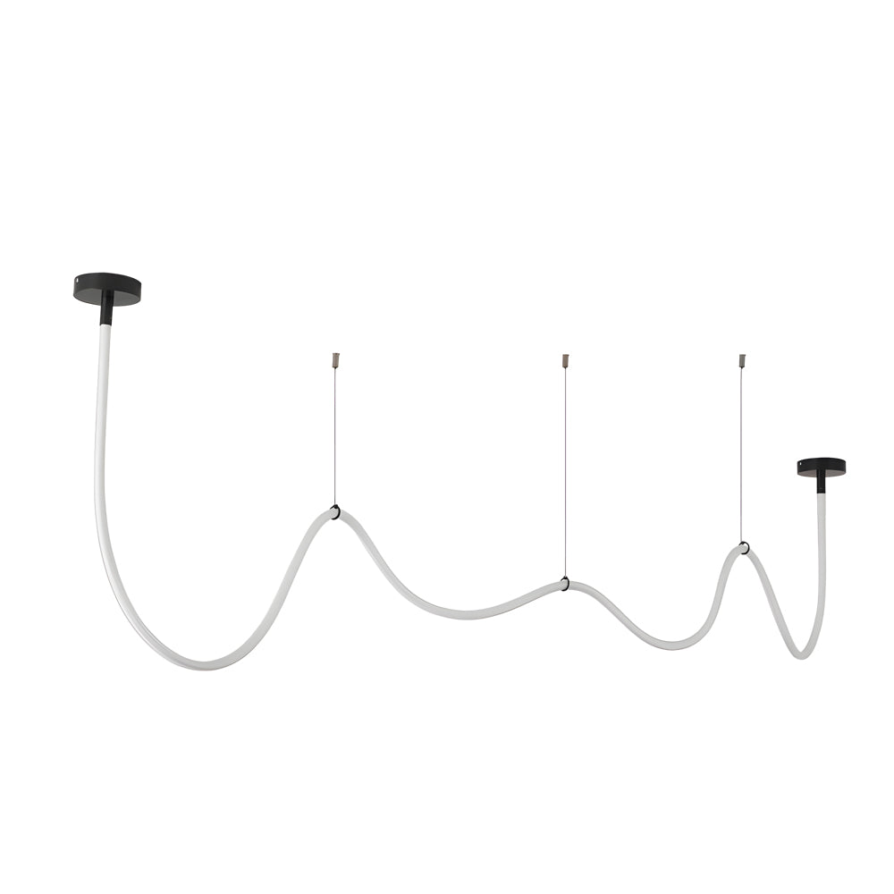 Modern Matte Black LED Silicone Rope Pendant Light 3 Step Color Temperature Dimmable Chandelier