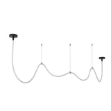 Modern Matte Black LED Silicone Rope Pendant Light 3 Step Color Temperature Dimmable Chandelier