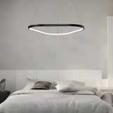 Modern Matte Black LED Triangle Ring Pendant Lighting Dimmable Multi Ring Geometric Chandelier