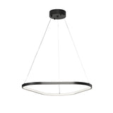 Modern Matte Black LED Triangle Ring Pendant Lighting Dimmable Multi Ring Geometric Chandelier