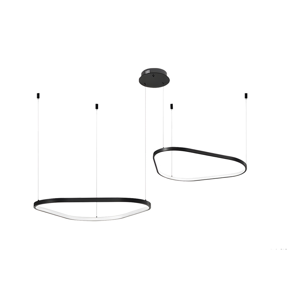 Modern Matte Black LED Triangle Ring Pendant Lighting Dimmable Multi Ring Geometric Chandelier