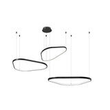 Modern Matte Black LED Triangle Ring Pendant Lighting Dimmable Multi Ring Geometric Chandelier