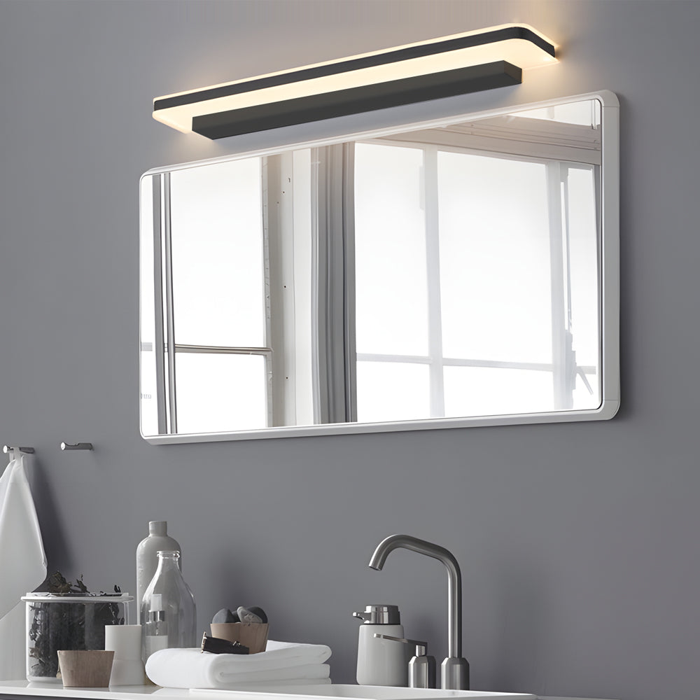 Modern Matte Black Linear LED Bathroom Vanity Light with Adjustable Color Temperature