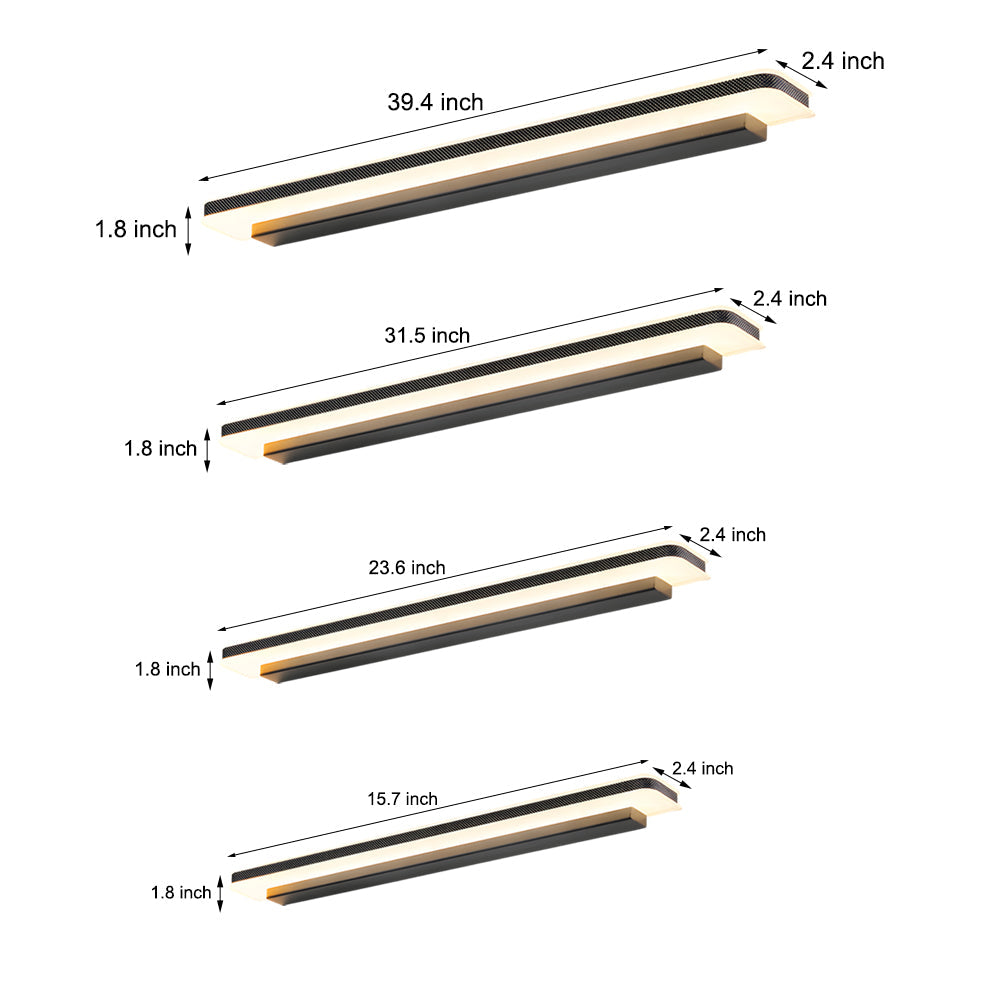 Modern Matte Black Linear LED Bathroom Vanity Light with Adjustable Color Temperature