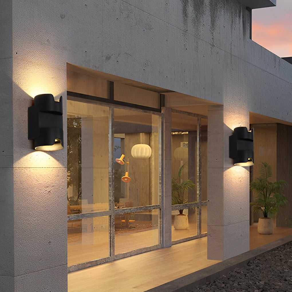 Modern Matte Black Outdoor LED Wall Sconce Waterproof Up and Down Exterior Lighting