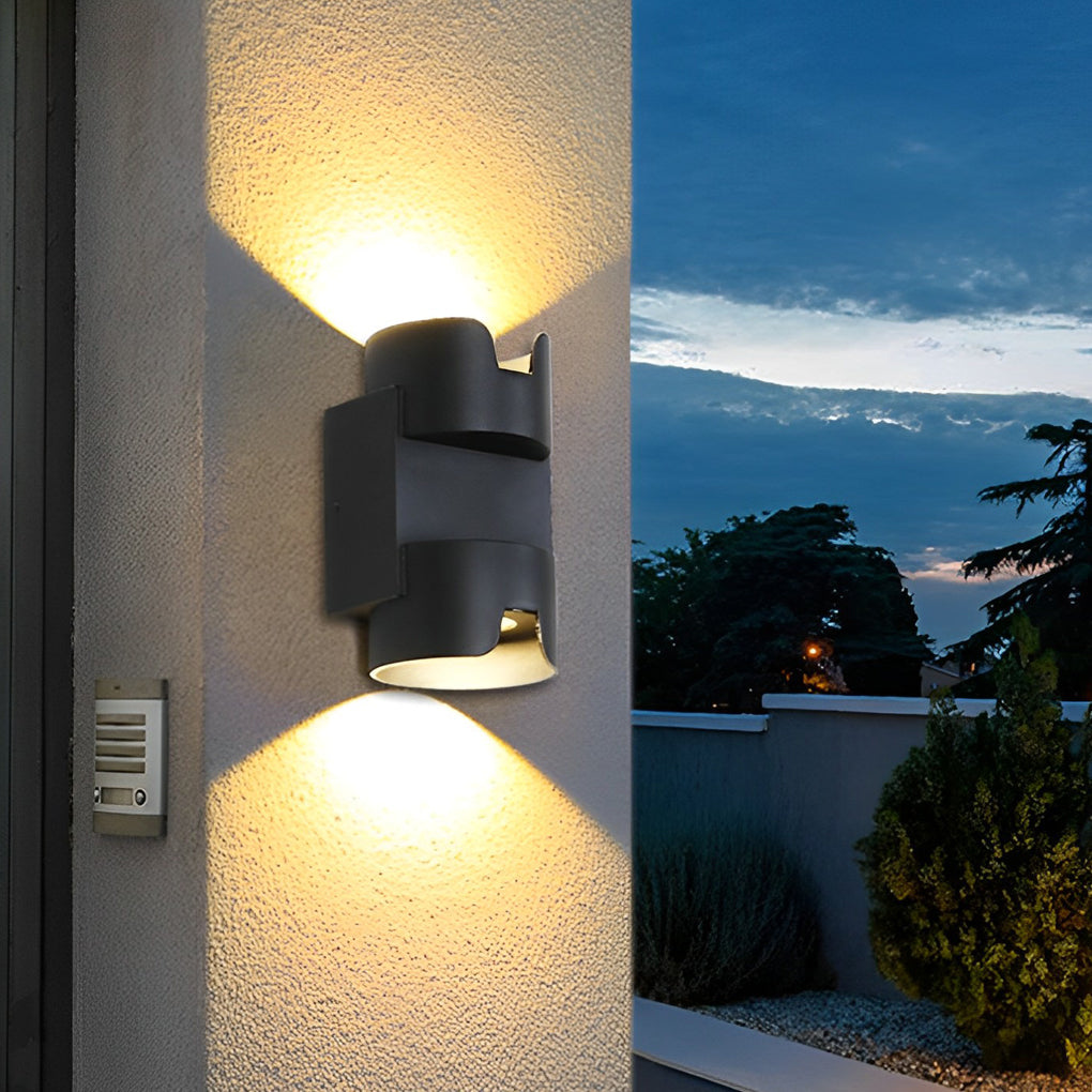 Modern Matte Black Outdoor LED Wall Sconce Waterproof Up and Down Exterior Lighting