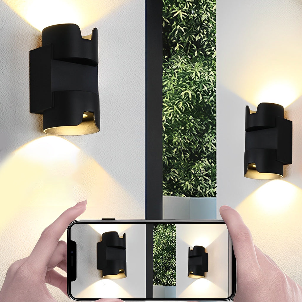 Modern Matte Black Outdoor LED Wall Sconce Waterproof Up and Down Exterior Lighting