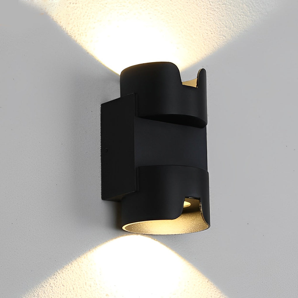 Modern Matte Black Outdoor LED Wall Sconce Waterproof Up and Down Exterior Lighting