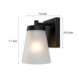 Modern Matte Black Outdoor Wall Light with Frosted Glass Shade and Dusk to Dawn Sensor