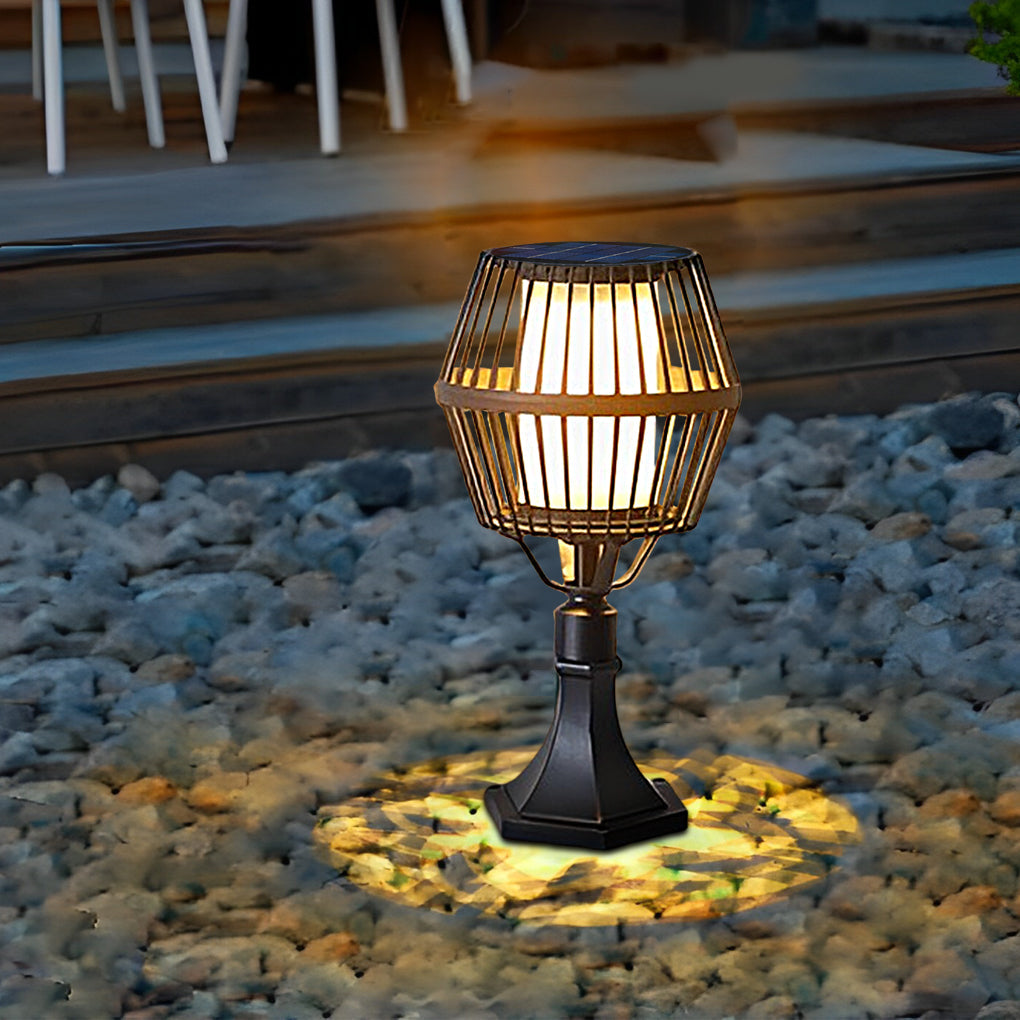 Modern Matte Black Solar Outdoor Post Light Waterproof Aluminum LED Landscape Lantern for Garden Path