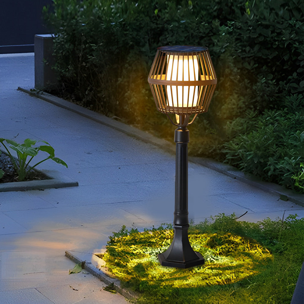 Modern Matte Black Solar Outdoor Post Light Waterproof Aluminum LED Landscape Lantern for Garden Path