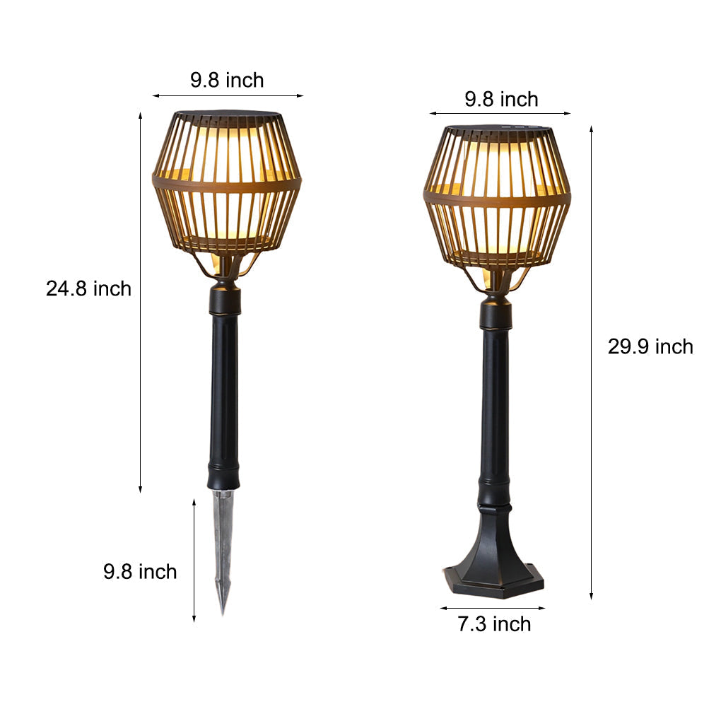 Modern Matte Black Solar Outdoor Post Light Waterproof Aluminum LED Landscape Lantern for Garden Path