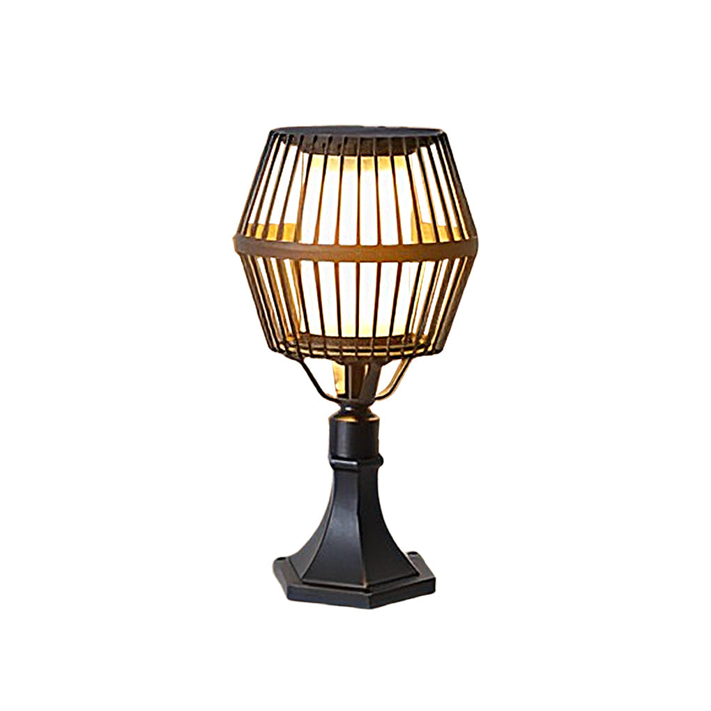 Modern Matte Black Solar Outdoor Post Light Waterproof Aluminum LED Landscape Lantern for Garden Path