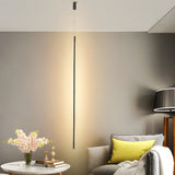 Modern Matte Black Vertical Linear LED Pendant Light for Dining Room and Office