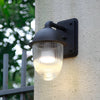 Modern Matte Black Waterproof Outdoor Wall Lamp with Clear Glass Ball Shade