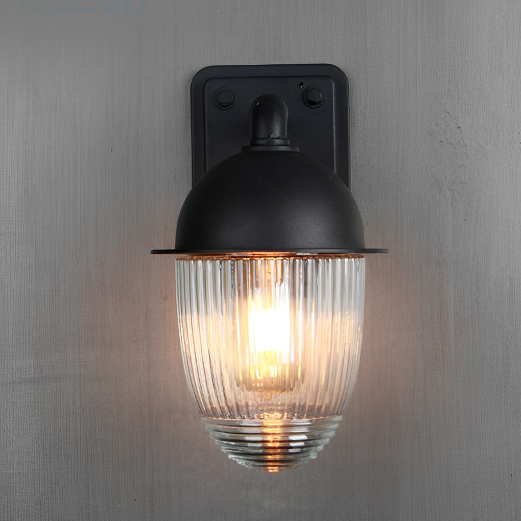 Modern Matte Black Waterproof Outdoor Wall Lamp with Clear Glass Ball Shade