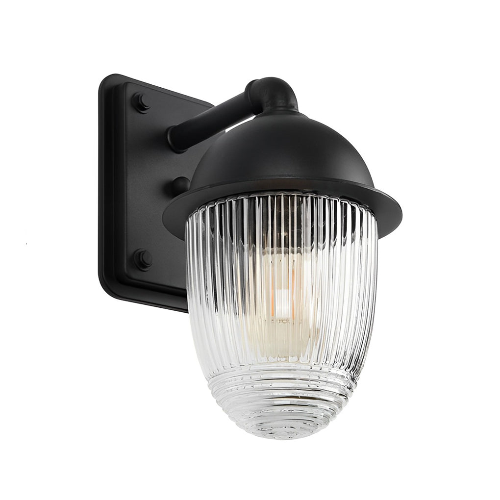 Modern Matte Black Waterproof Outdoor Wall Lamp with Clear Glass Ball Shade