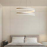 Modern Matte White Spiral Ring LED Chandelier Dimmable Nordic Pendant Light for Living Room