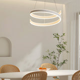 Modern Matte White Spiral Ring LED Chandelier Dimmable Nordic Pendant Light for Living Room