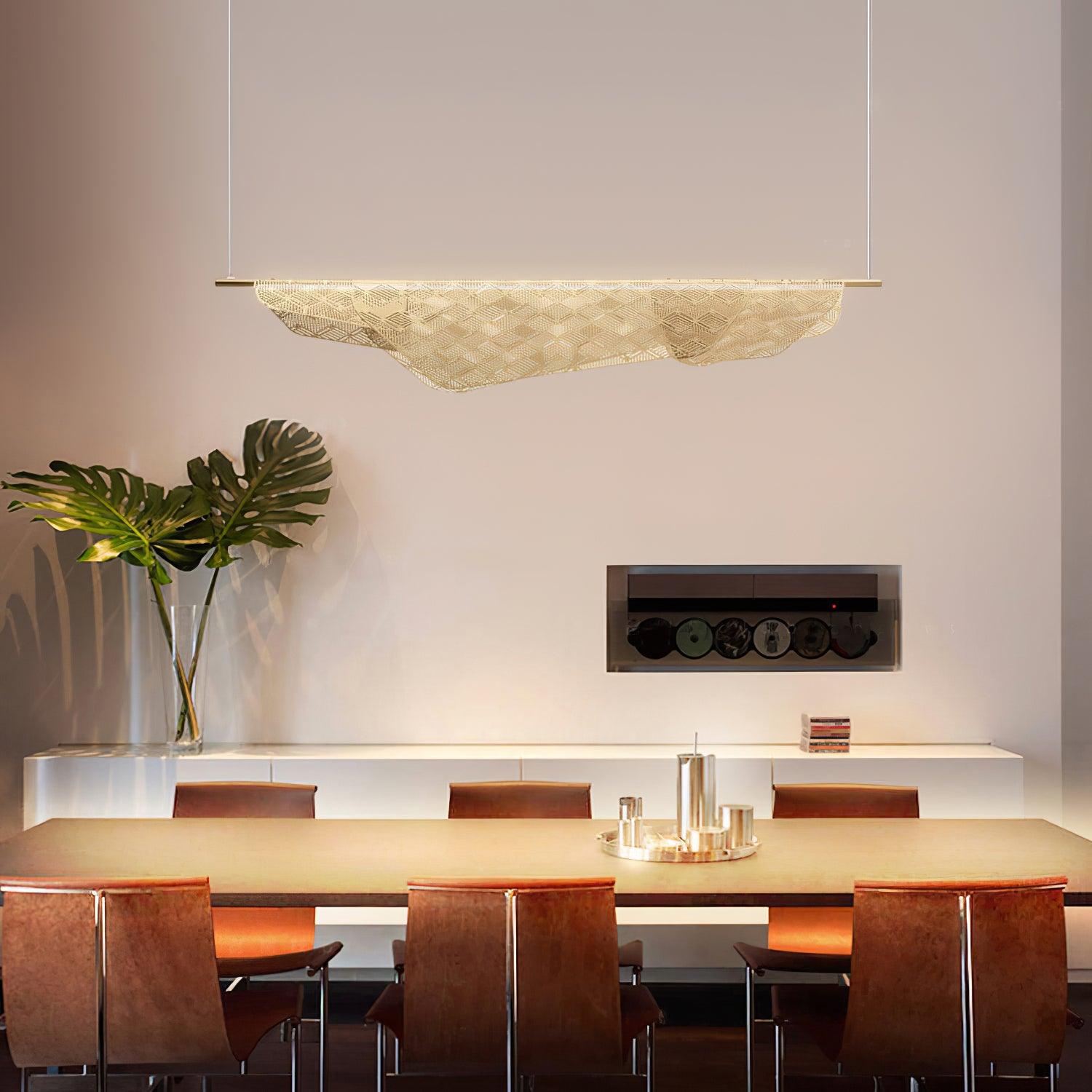 Modern Mediterranean Sculpted LED Pendant Light in Gold Finish for Dining Room