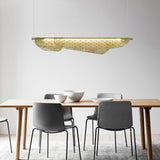 Modern Mediterranean Sculpted LED Pendant Light in Gold Finish for Dining Room