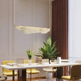 Modern Mediterranean Sculpted LED Pendant Light in Gold Finish for Dining Room