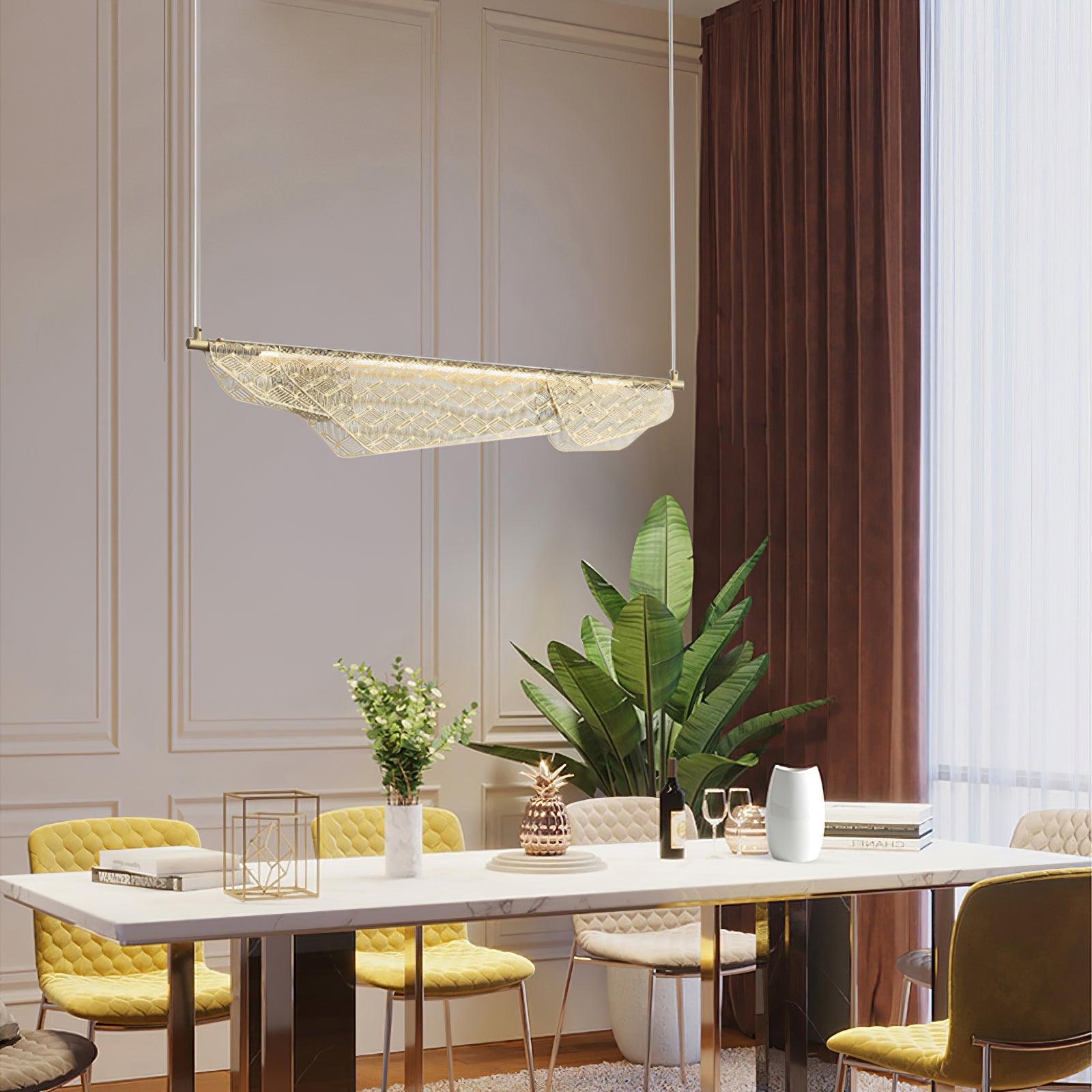 Modern Mediterranean Sculpted LED Pendant Light in Gold Finish for Dining Room