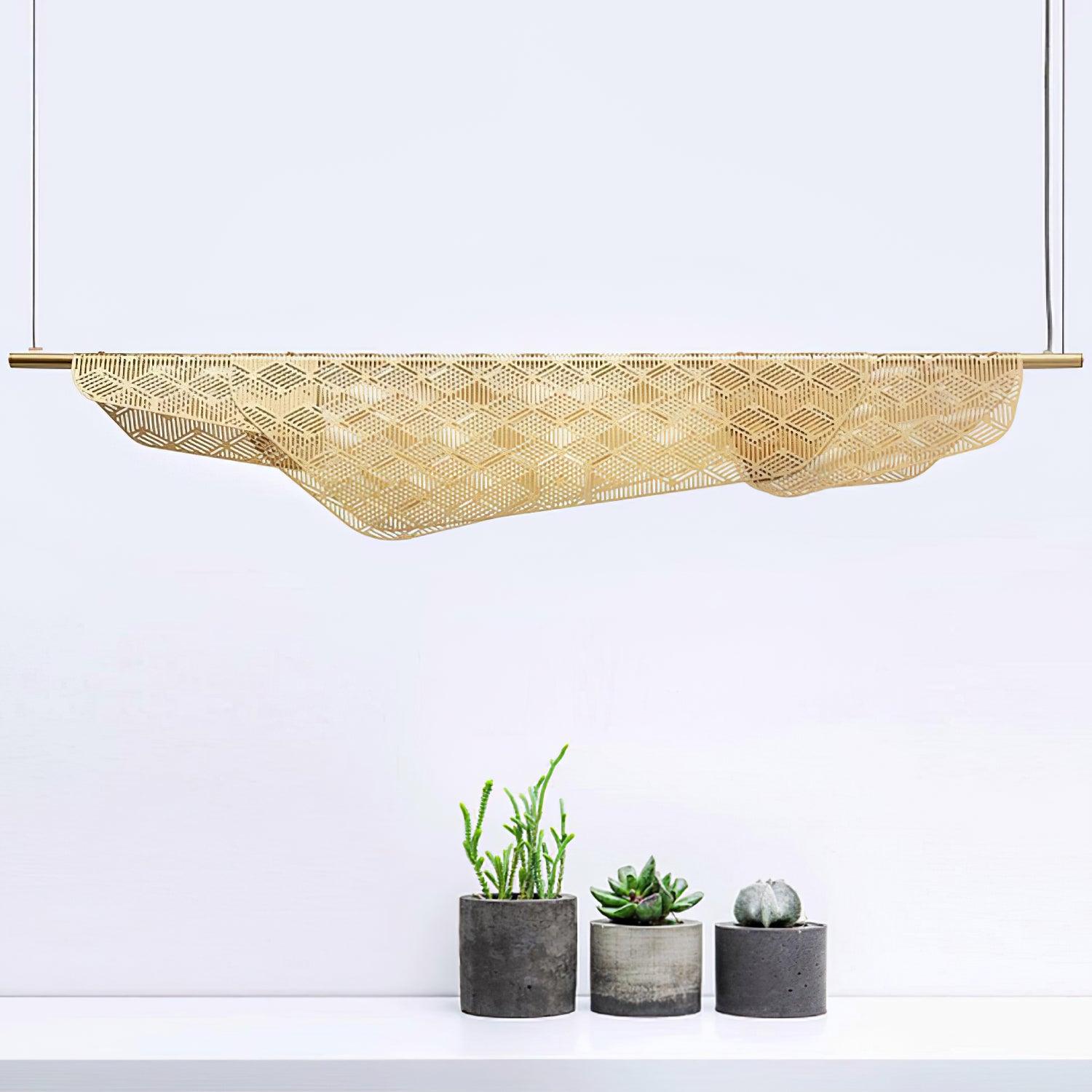 Modern Mediterranean Sculpted LED Pendant Light in Gold Finish for Dining Room