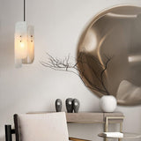 Modern Megalith Mini Alabaster Pendant Light Brass Finish Luxury Natural Stone Ceiling Lamp