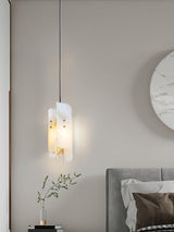 Modern Megalith Mini Alabaster Pendant Light Brass Finish Luxury Natural Stone Ceiling Lamp