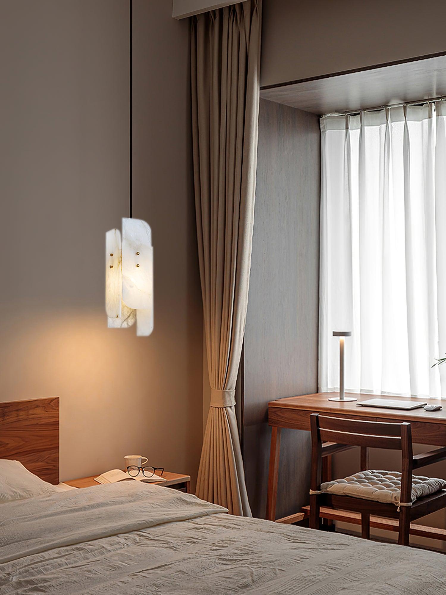 Modern Megalith Mini Alabaster Pendant Light Brass Finish Luxury Natural Stone Ceiling Lamp