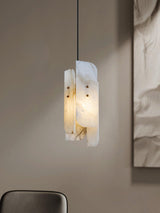 Modern Megalith Mini Alabaster Pendant Light Brass Finish Luxury Natural Stone Ceiling Lamp