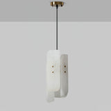 Modern Megalith Mini Alabaster Pendant Light Brass Finish Luxury Natural Stone Ceiling Lamp