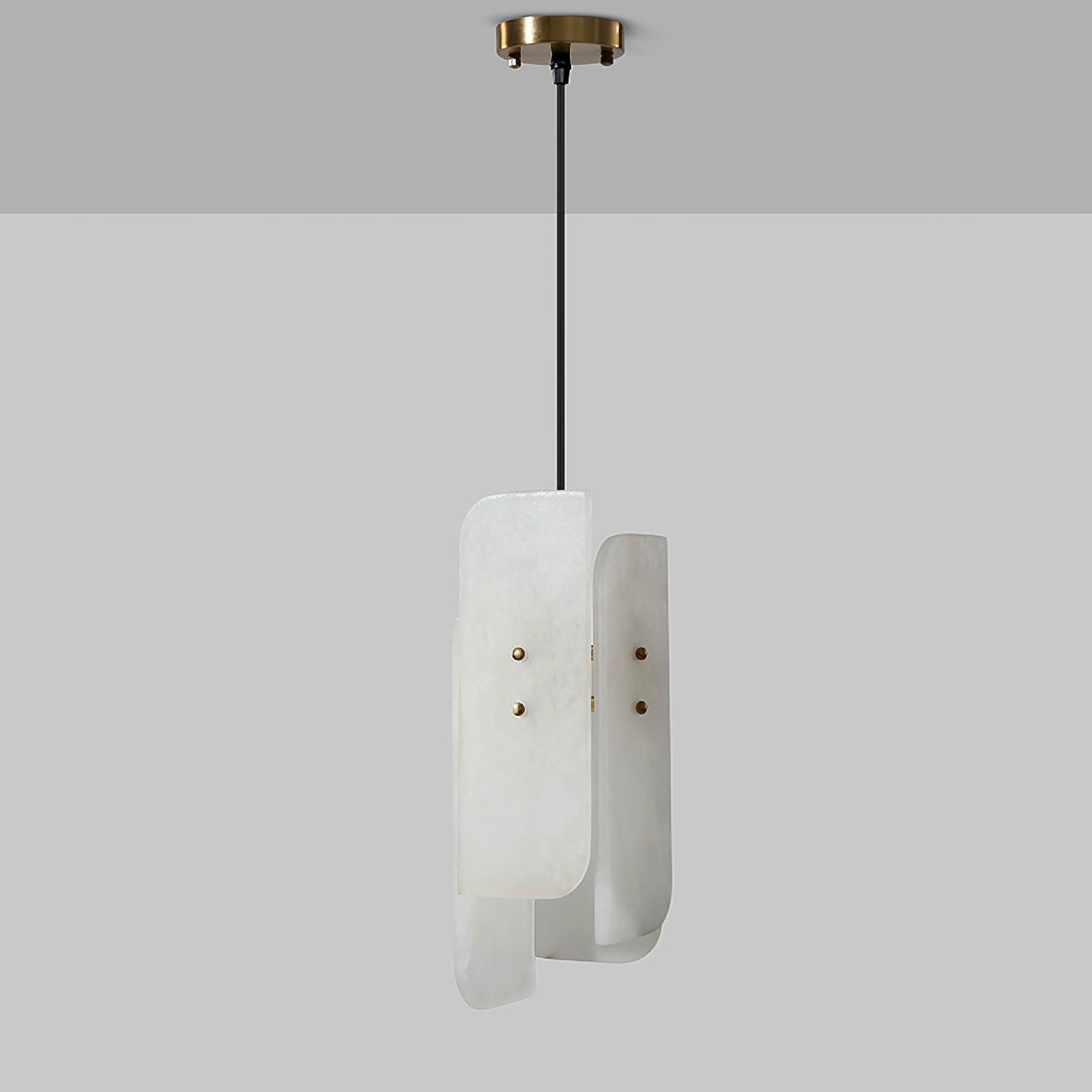 Modern Megalith Mini Alabaster Pendant Light Brass Finish Luxury Natural Stone Ceiling Lamp