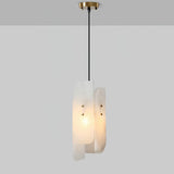 Modern Megalith Mini Alabaster Pendant Light Brass Finish Luxury Natural Stone Ceiling Lamp
