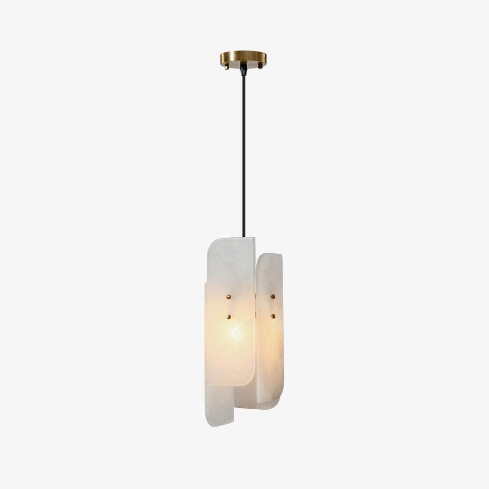 Modern Megalith Mini Alabaster Pendant Light Brass Finish Luxury Natural Stone Ceiling Lamp