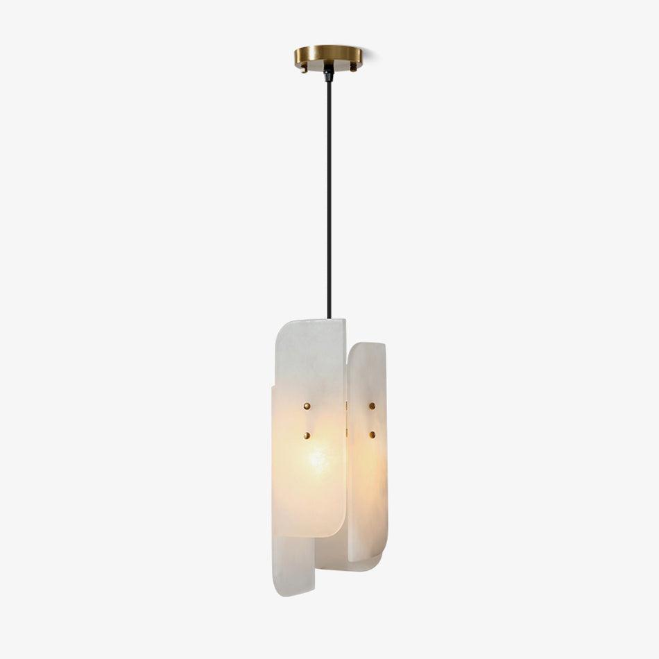 Modern Megalith Mini Alabaster Pendant Light Brass Finish Luxury Natural Stone Ceiling Lamp