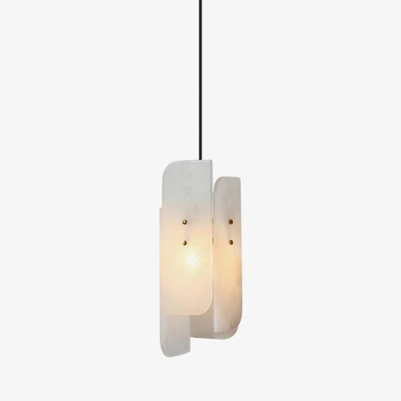 Modern Megalith Mini Alabaster Pendant Light Brass Finish Luxury Natural Stone Ceiling Lamp