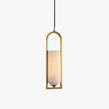 Modern Melange Small Alabaster Pendant Light with Brass Details