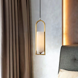 Modern Melange Small Alabaster Pendant Light with Brass Details