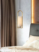 Modern Melange Small Alabaster Pendant Light with Brass Details
